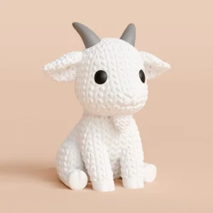 Cabra branca com textura de tricot impressa em 3D