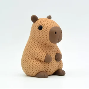 Castor castanho com textura de tricot impresso em 3D