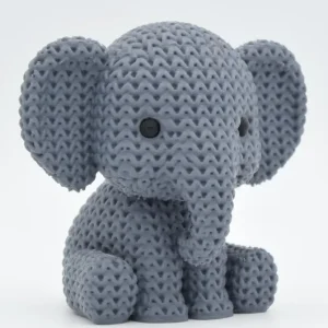 Elefante com textura de tricot impresso em 3D