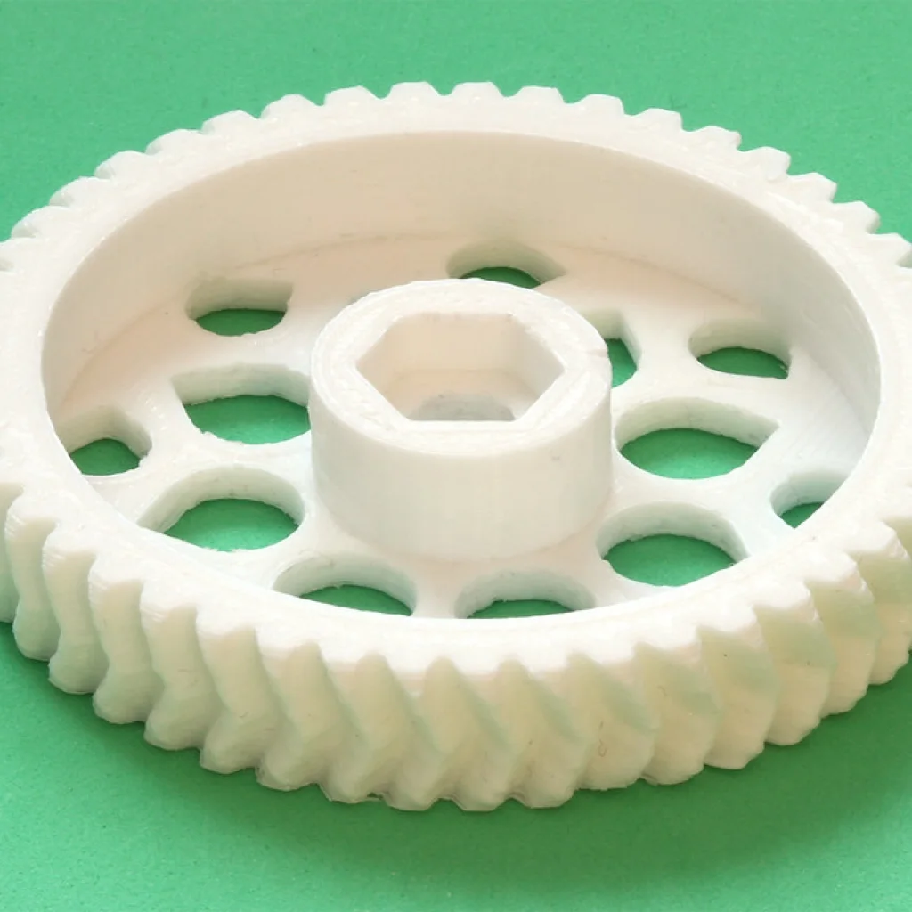 Engrenagem branca impressa em 3D